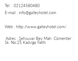 Galley Hotel iletiim bilgileri